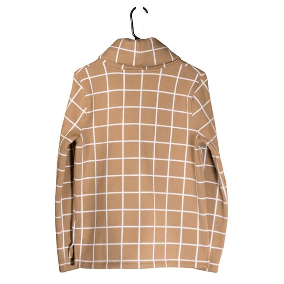 J. Crew Womens Sweater Beige White Check Plaid Turtleneck Knit Top Blouse Size M - Picture 2 of 8